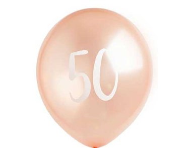 (5) 12in ROSE GOLD NO.50 BALLOONS