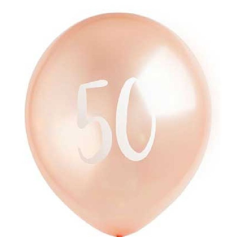 (5) 12in ROSE GOLD NO.50 BALLOONS