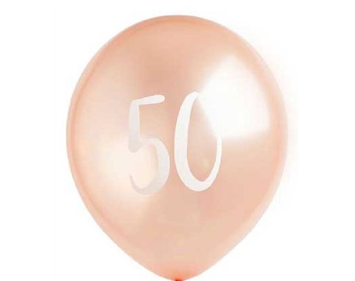 (5) 12in ROSE GOLD NO.50 BALLOONS