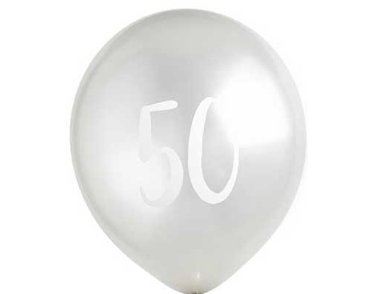 (5) 12in SILVER NO. 50 BALLOONS