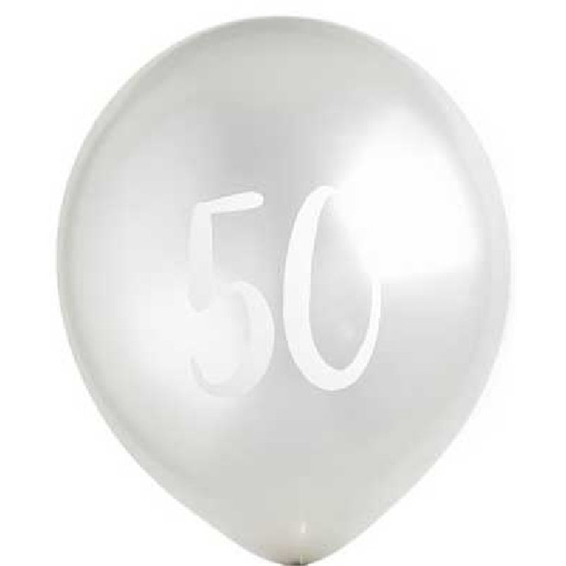 (5) 12in SILVER NO. 50 BALLOONS