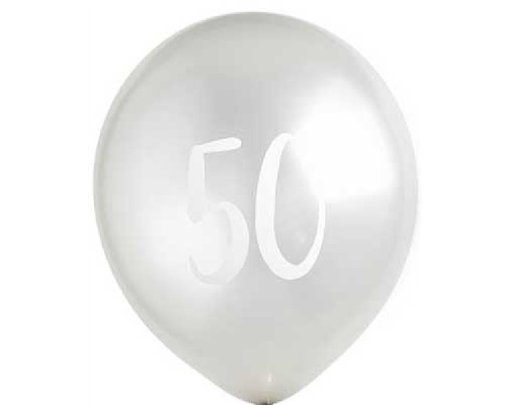 (5) 12in SILVER NO. 50 BALLOONS