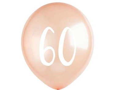 (5) 12in ROSE GOLD NO. 60 BALLOONS