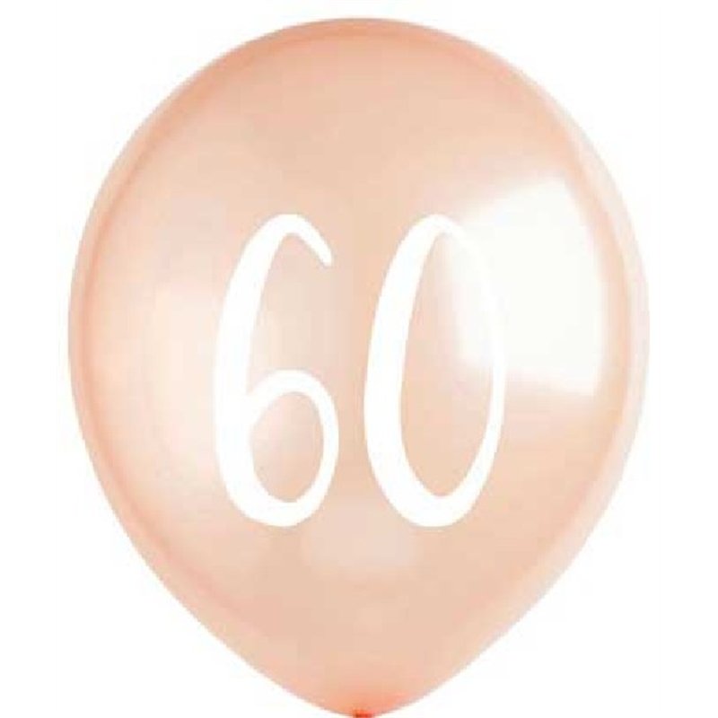 (5) 12in ROSE GOLD NO. 60 BALLOONS