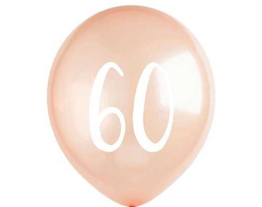 (5) 12in ROSE GOLD NO. 60 BALLOONS