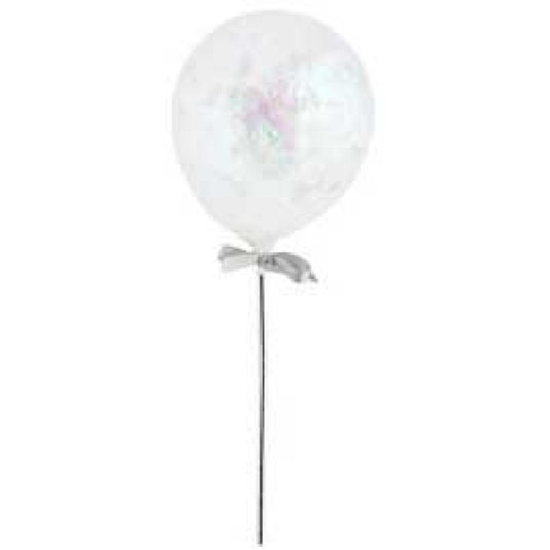 (5) 5in IRIDESCENT MINI CONFETTI BALLOON WAND