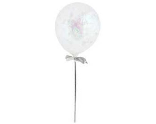 (5) 5in IRIDESCENT MINI CONFETTI BALLOON WAND