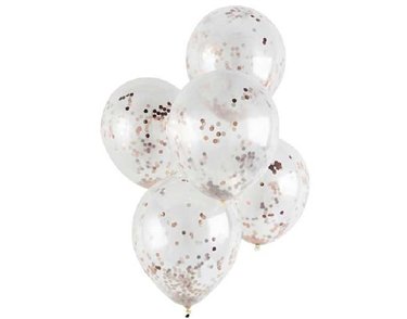 (5) 12in ROSE GOLD CONFETTI BALLOONS