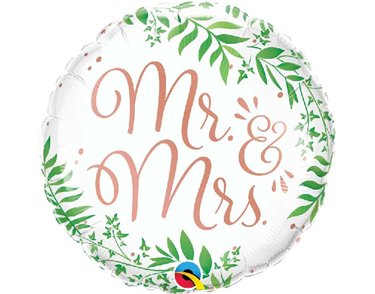 18in MR. & MRS. ELEGANT GREENERY FOIL BALLOON