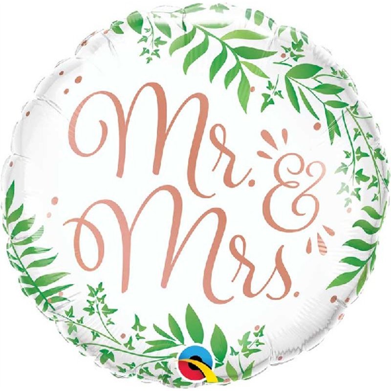 18in MR. & MRS. ELEGANT GREENERY FOIL BALLOON