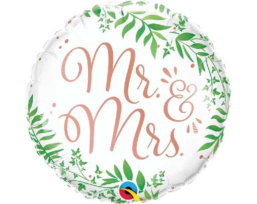 18in MR. & MRS. ELEGANT GREENERY FOIL BALLOON