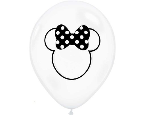 (25) 11in CLEAR MINNIE SILHOUETTE QUALATEX