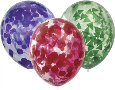 (6) 12in UNICOLOURED BALLOONS WITH CONFETTI
