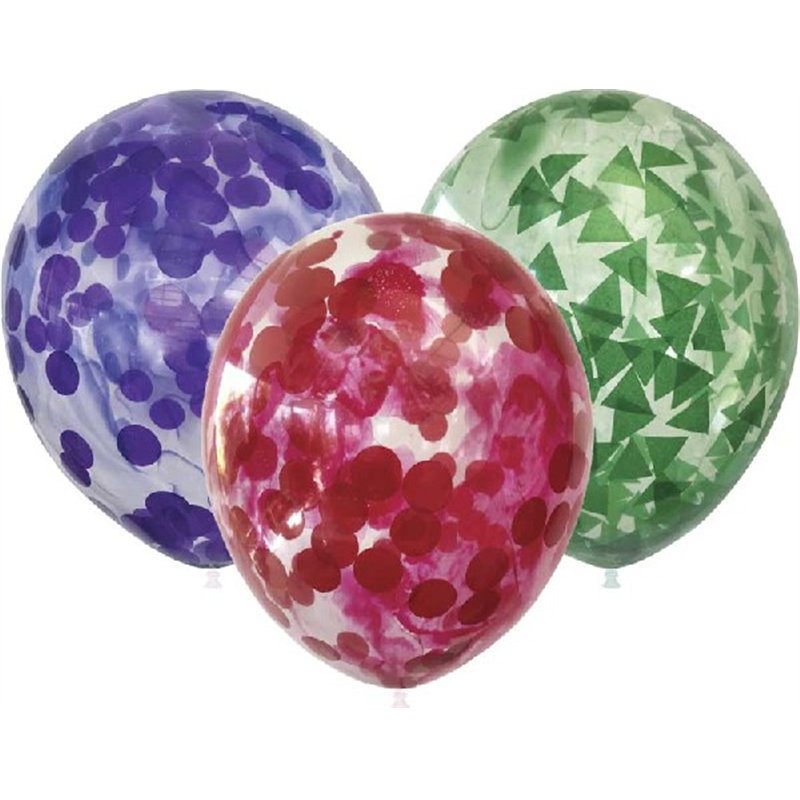 (6) 12in UNICOLOURED BALLOONS WITH CONFETTI