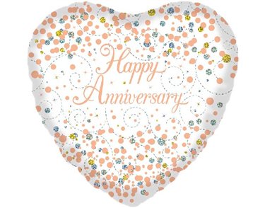 18in WHITE & GOLD ANNIVERSARY FOIL