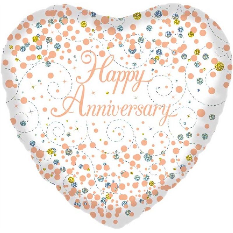18in WHITE & GOLD ANNIVERSARY FOIL
