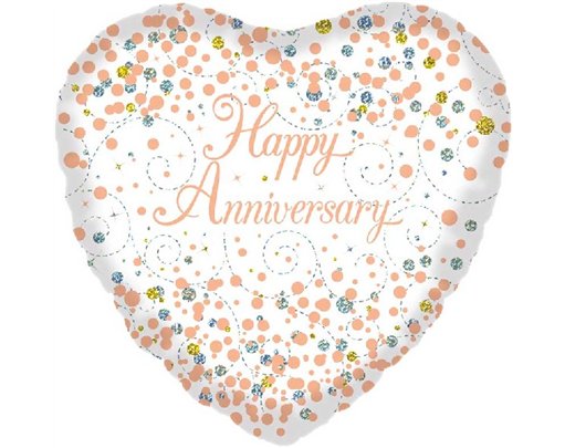 18in WHITE & GOLD ANNIVERSARY FOIL