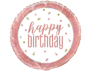 18in GLITZ ROSE GOLD BIRTHDAY FOIL BALLOON
