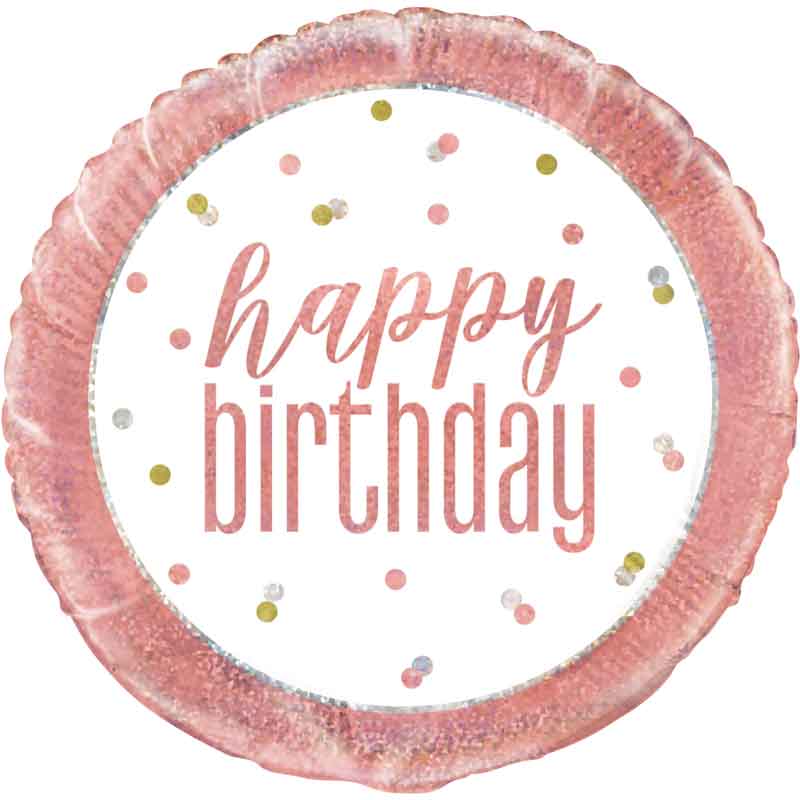 18in GLITZ ROSE GOLD BIRTHDAY FOIL BALLOON