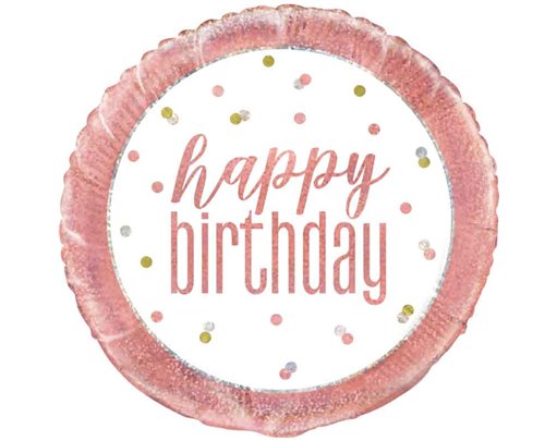 18in GLITZ ROSE GOLD BIRTHDAY FOIL BALLOON