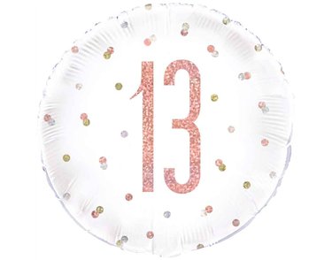 18in GLITZ ROSE GOLD 13 FOIL BALLOON