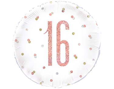 18IN GLITZ ROSE GOLD 16 FOIL BALLOON