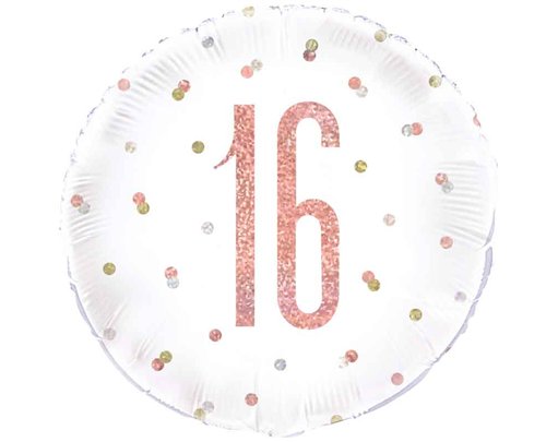 18IN GLITZ ROSE GOLD 16 FOIL BALLOON