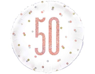 18IN GLITZ ROSE GOLD 50 FOIL BALLOON