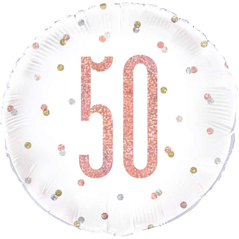 18IN GLITZ ROSE GOLD 50 FOIL BALLOON