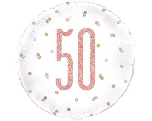 18IN GLITZ ROSE GOLD 50 FOIL BALLOON