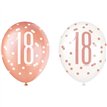 (6) 12in GLITZ ROSE GOLD NO.18 BALLOONS