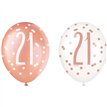(6) 12in GLITZ ROSE GOLD NO.21 BALLOONS