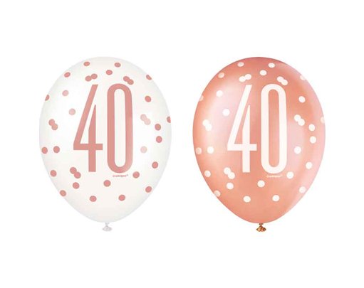 (6) 12in GLITZ ROSE GOLD NO.40 BALLOONS
