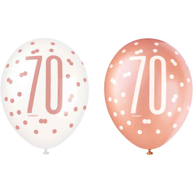 (6) 12in GLITZ ROSE GOLD NO.70 BALLOONS