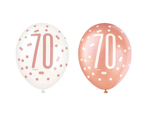 (6) 12in GLITZ ROSE GOLD NO.70 BALLOONS