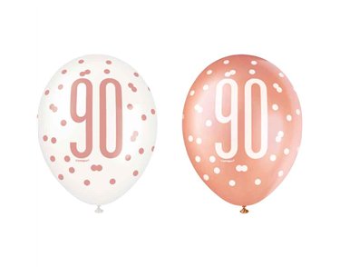 (6) 12in GLITZ ROSE GOLD NO.90 BALLOONS