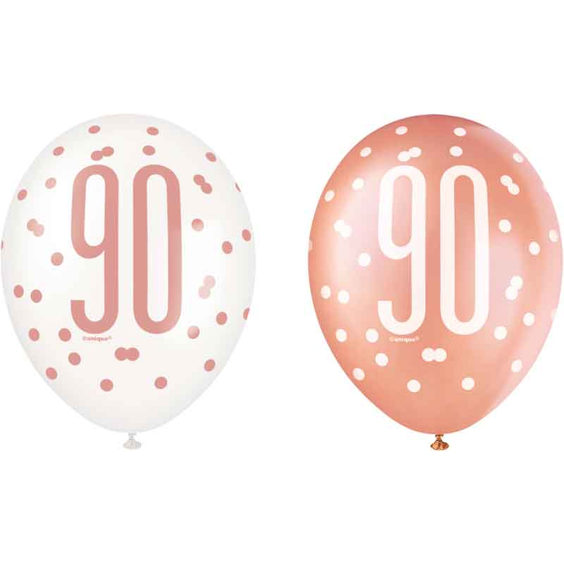 (6) 12in GLITZ ROSE GOLD NO.90 BALLOONS