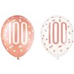 (6) 12in GLITZ ROSE GOLD NO.100 BALLOONS