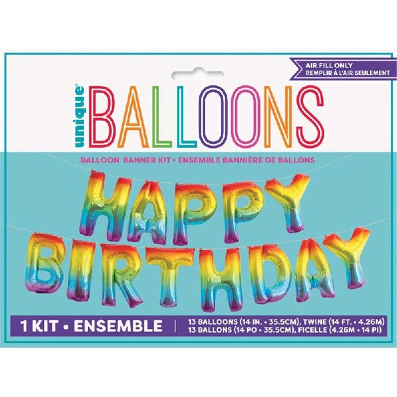 14IN RAINBOW HAPPY BIRTHDAY KIT