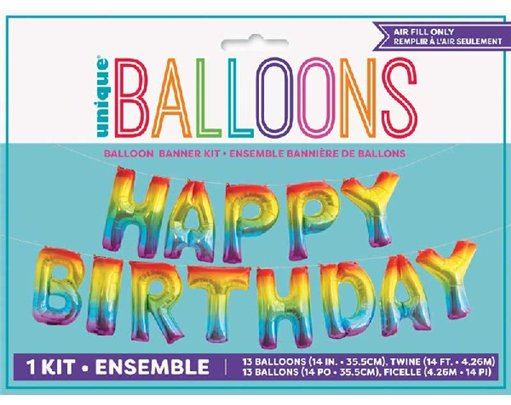 14IN RAINBOW HAPPY BIRTHDAY KIT