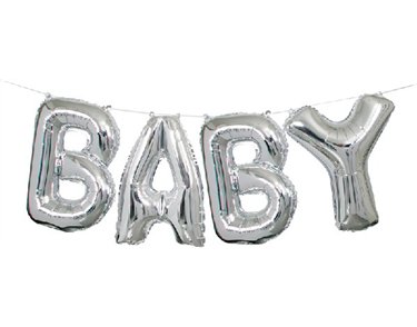 14in SILVER BABY BALLOON KIT