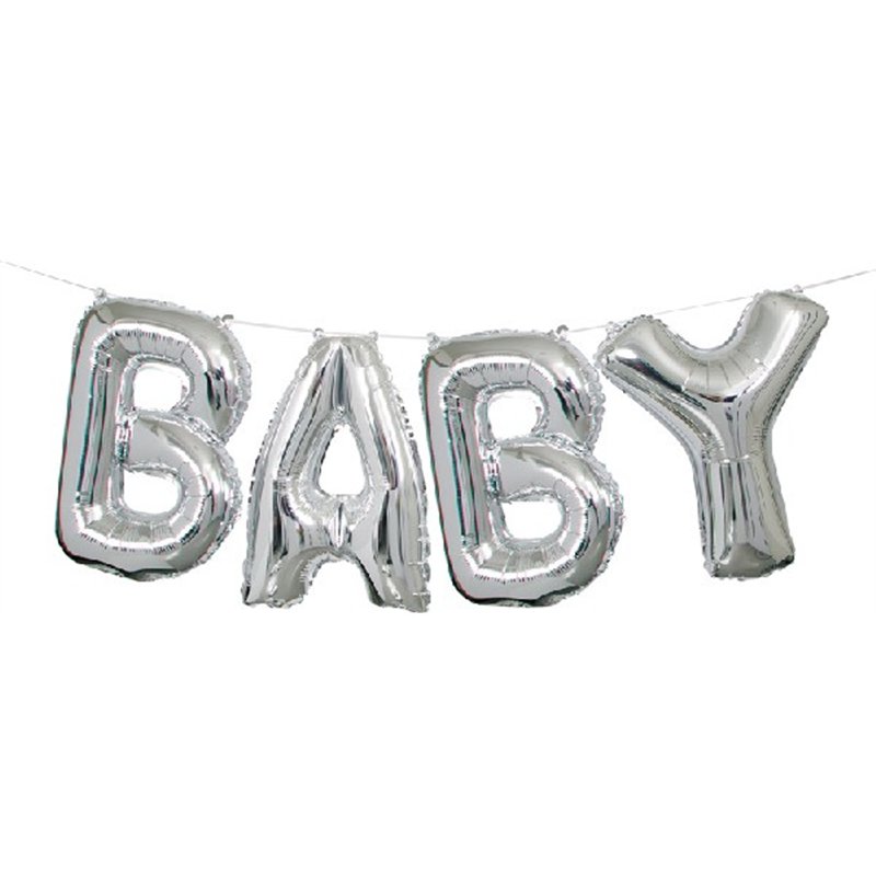 14in SILVER BABY BALLOON KIT