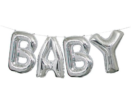 14in SILVER BABY BALLOON KIT