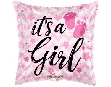 18in ITS A GIRL FOOTPRINTS FOIL BALLOON