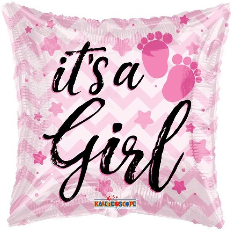 18in ITS A GIRL FOOTPRINTS FOIL BALLOON
