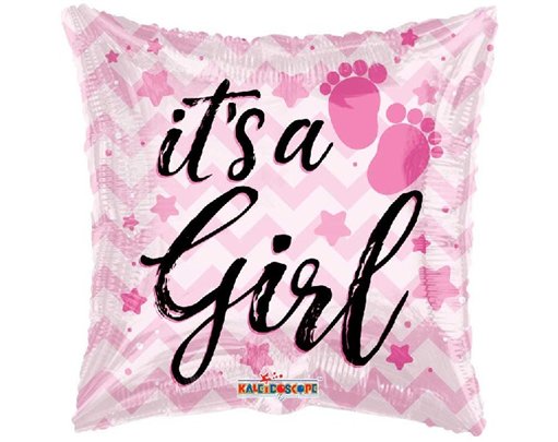 18in ITS A GIRL FOOTPRINTS FOIL BALLOON