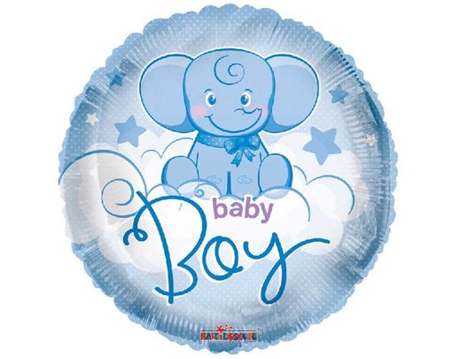 18in BABY ELEPHANT BOY FOIL BALLOON