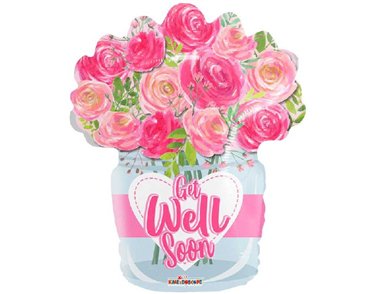 18in GET WELL ROSES FOL BALLOON