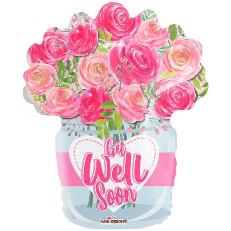 18in GET WELL ROSES FOL BALLOON