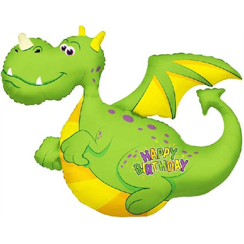 36in BIRTHDAY DRAGON FOIL BALLOON